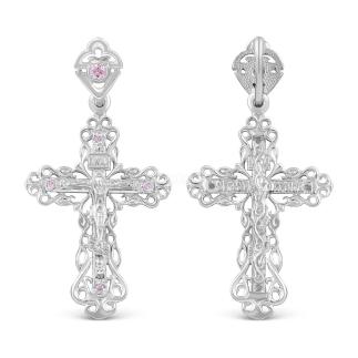 Крест из серебра с фианитами родированный - 4 см