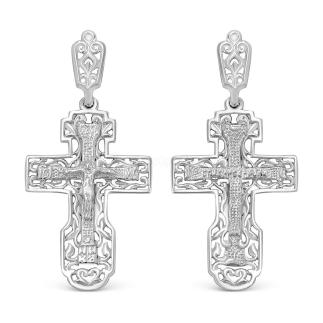 Крест из серебра родированный - 4 см