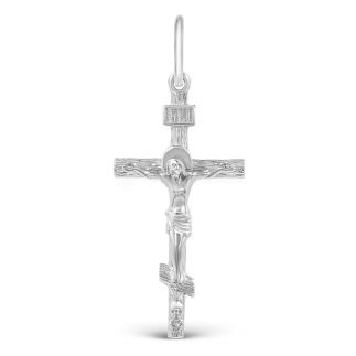 Крест из серебра родированный