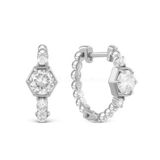 Серьги из серебра с фианитами родированные