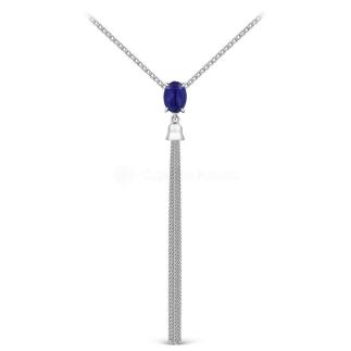 Колье из серебра с нат.сапфиром родированное