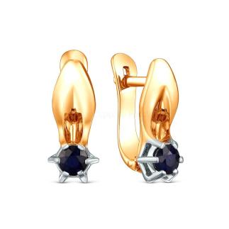 Серьги из золочёного серебра с сапфиром и родированием