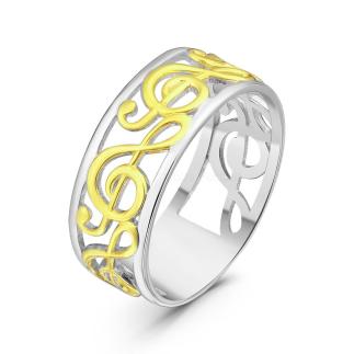 Кольцо из серебра с золочением родированное