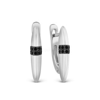 Серьги из серебра с фианитами родированные