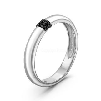 Кольцо из серебра с фианитами родированное