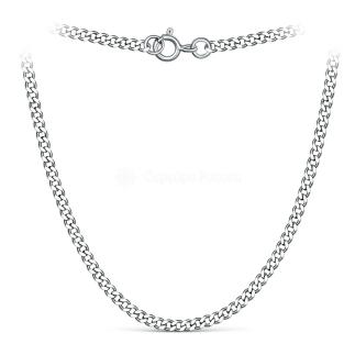 Цепь из родированного серебра с алмазной огранкой - Панцирная, 65 см