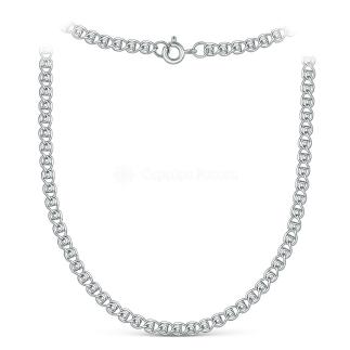 Цепь из родированного серебра с алмазной огранкой - Лав, 40 см