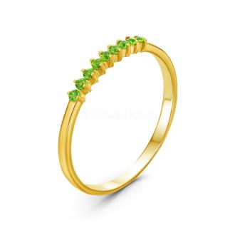 Кольцо из золочёного серебра с нат.хромдиопсидом