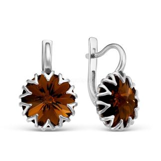 Серьги из золочёного серебра с кристаллами Swarovski Коричневый