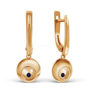 Серьги из золочёного серебра с нат. сапфиром