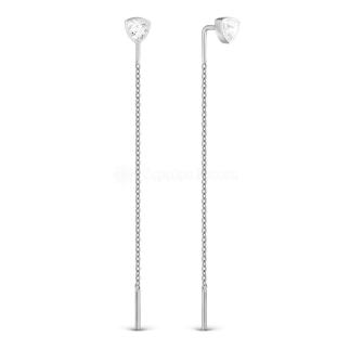 Серьги-продёвки из серебра с фианитами родированные