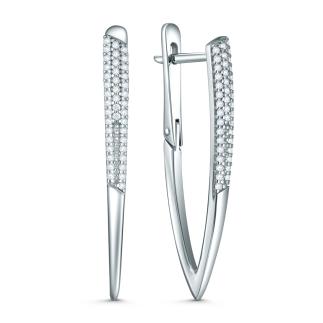 Серьги из серебра с фианитами родированные