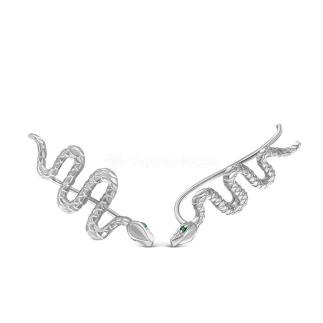 Серьги-каффы из серебра с фианитами родированные - Змеи