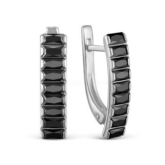 Серьги из серебра с фианитами родированные