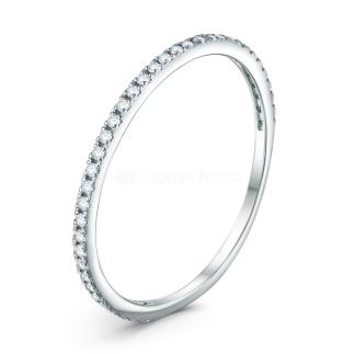 Кольцо из серебра с фианитами родированное