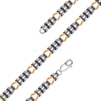 Браслет из чернёного серебра с золочением