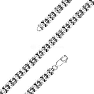 Браслет из чернёного серебра родированный