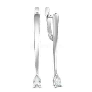 Серьги из серебра с фианитами родированные