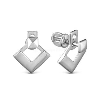 Серьги-пусеты (трансформеры) из родированного серебра