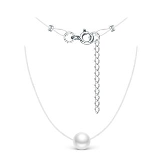 Колье из серебра с культивированным жемчугом родированное (на леске)
