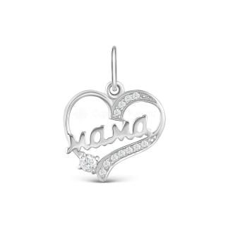 Подвеска из серебра с фианитами родированная