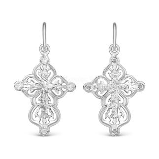 Крест из серебра с фианитами родированный - 3,1 см