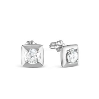 Серьги-пусеты из серебра с фианитами родированные