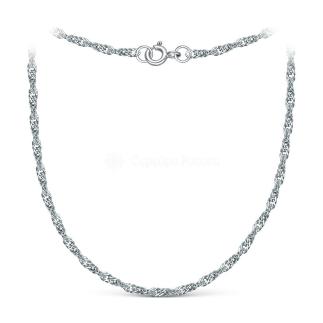 Цепь из серебра с алмазной огранкой родированная - Сингапур, 55 см