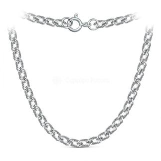 Цепь из серебра родированная - Тройной ромб, 40 см