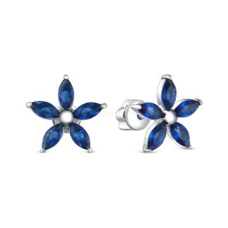 Серьги-пусеты из серебра с фианитами родированные