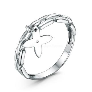 Кольцо женскок серебро форма клевер родированное  коллекция quatrefoil