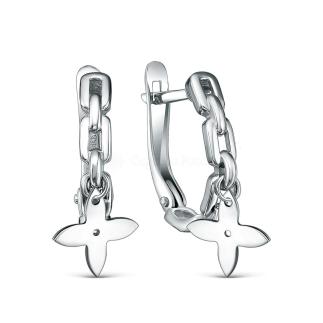 Серьги серебро форма клевер родированные коллекция quatrefoil