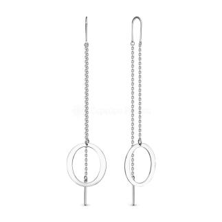 Серьги-продёвки из серебра родированные