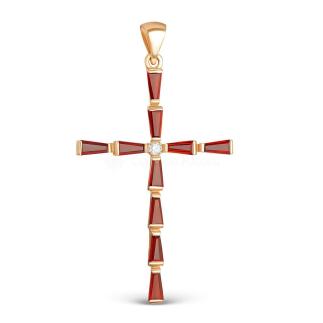 Подвеска из золочёного серебра с красными фианитами