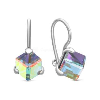 Серьги из серебра с кристаллом премиум Автсрия Северное сияние родированные