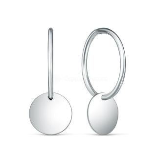 Серьги-конго из серебра родированные (2 в 1) - диаметр 2 см