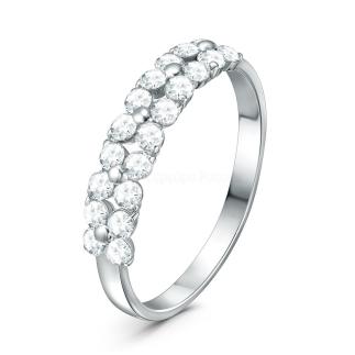 Кольцо из серебра с фианитами родированное