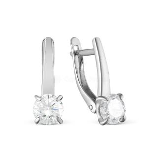 Серьги из серебра с фианитами родированные