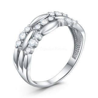 Кольцо из серебра с цирконием родированное