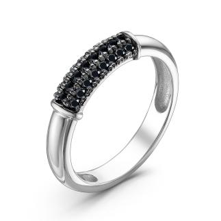 Кольцо из серебра с фианитами родированное