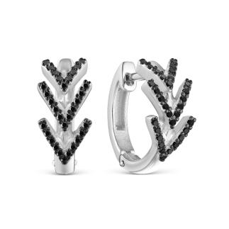 Серьги из серебра с фианитами родированные