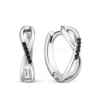 Серьги из серебра с фианитами родированные