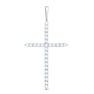Подвеска Крест из родированного серебра с фианитами