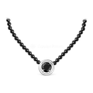 Колье из серебра с нат.шпинелью родированное