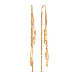 Серьги-продёвки из золочёного серебра 