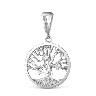 Подвеска из серебра с фианитами родированная