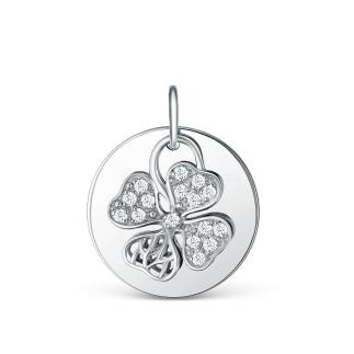 Подвеска из серебра с фианитами родированная (двойная)