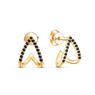 Серьги-пусеты из золочёного серебра с нат.шпинелью