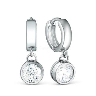 Серьги из серебра с фианитами родированные