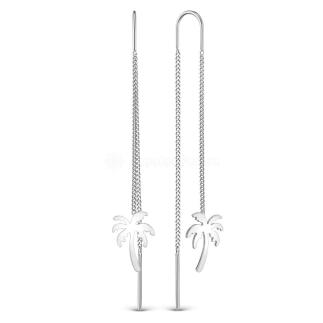 Серьги-продёвки из серебра родированные